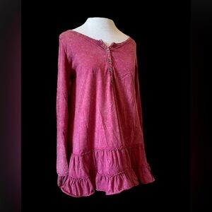 Alter’d State red acid wash ruffled tunic Size S